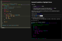 A screenshot of a website, showing a code editor with syntax highlighting.